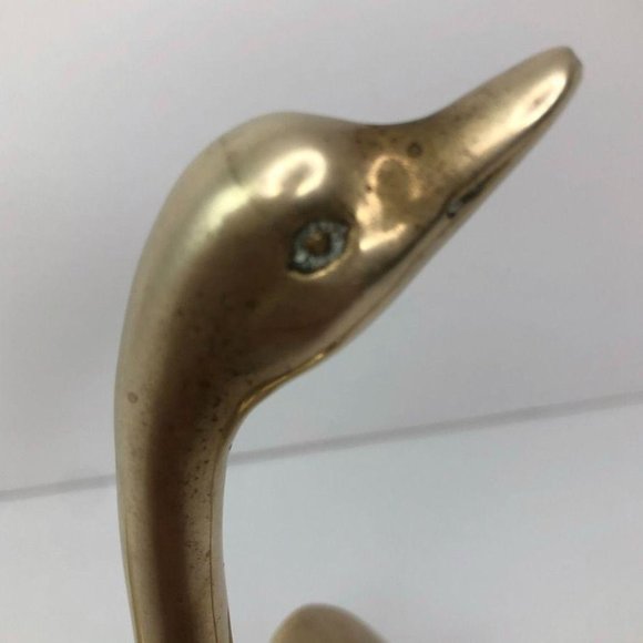 2 Vintage Boho Brass Swan Figures Paperweights - Picture 4 of 7